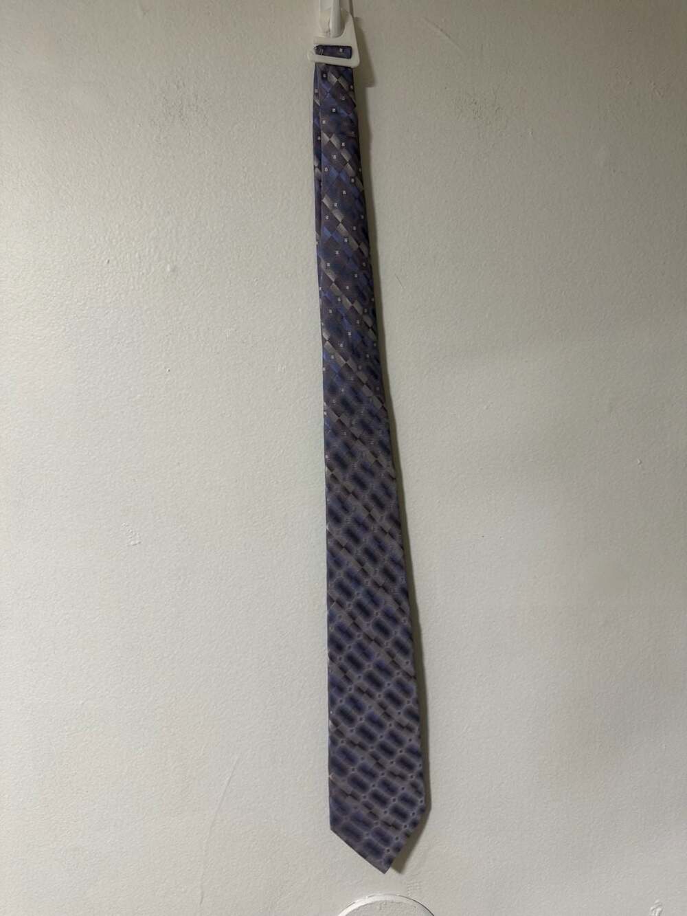 Palatina Men's Purple & Gray Geometric 100% Silk Necktie